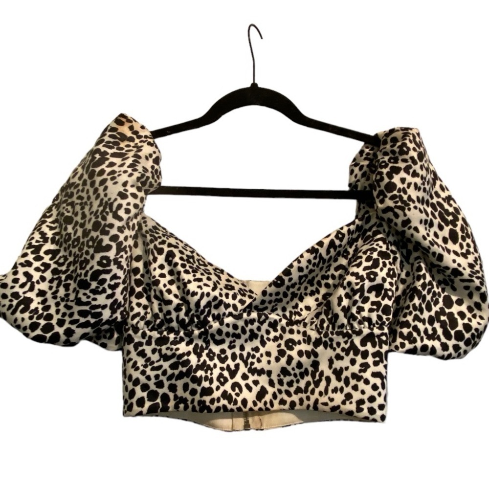 House Of Cb London Cropped Animal Print Top
